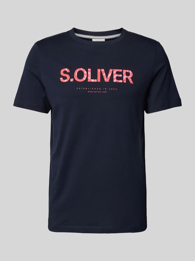 s.Oliver RED LABEL T-shirt met labelprint Marineblauw - 2