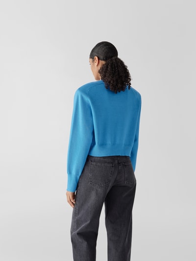 ROTATE Cropped Sweatshirt mit Zierperlenbesatz Blau 5