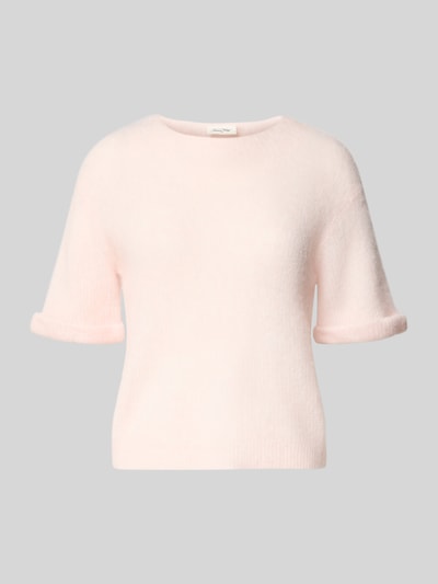 American Vintage Sweter z dzianiny z prążkowanymi wykończeniami model ‘NENYBAY’ Jasnoróżowy 2