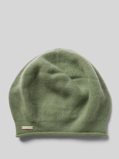 Seeberger Kaschmir-Beanie mit Label-Detail Oliv 1