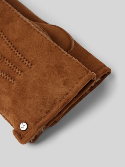 Pearlwood Handschuhe aus Leder mit Label-Detail Camel 2