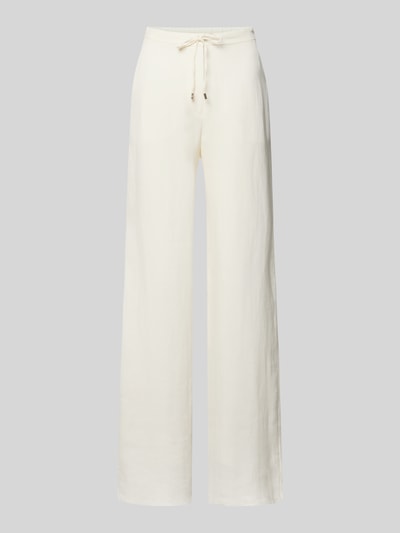 Max Mara Studio Relaxed Fit Leinenhose mit Allover-Muster Modell 'FONTE' Offwhite 2