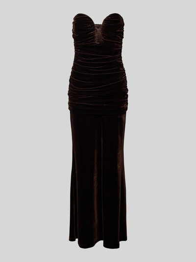 Bardot Abendkleid aus Samt mit Raffungen Modell 'ELVIRA' Dunkelbraun 2