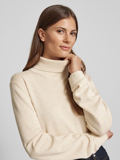 s.Oliver RED LABEL Regular Fit Rollkragenpullover aus Baumwolle mit gerippten Abschlüssen Offwhite 3