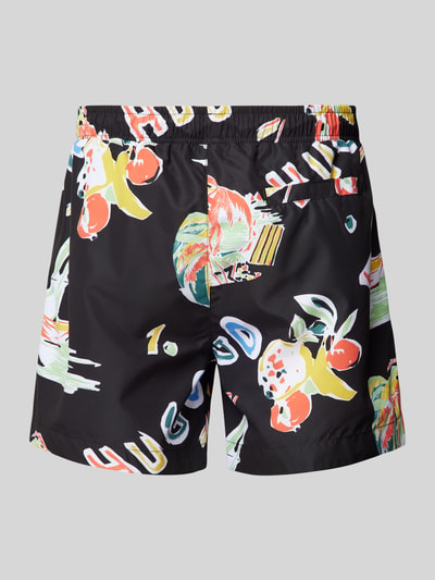 HUGO Relaxed Fit Badeshorts mit Label-Print Modell 'CALALA' Black 3