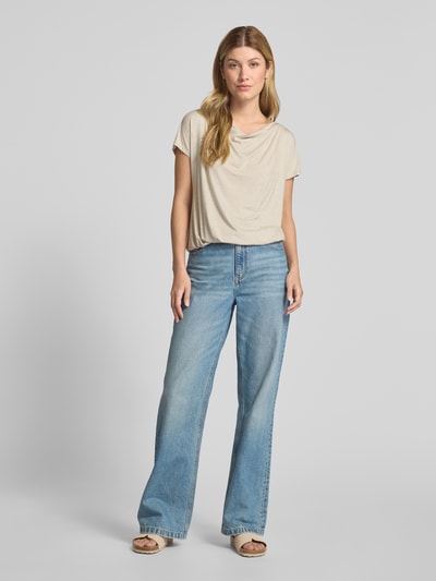 OPUS T-Shirt mit Wasserfall-Ausschnitt Modell 'Sasser' Beige 1