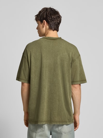 Hugo Blue T-Shirt mit Label-Print Modell 'Nebute' Oliv 5