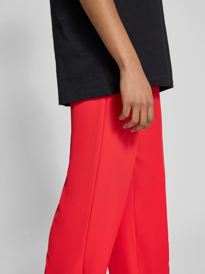 Review High waist stoffen broek met persplooien Kersenrood - 3