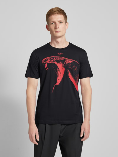 HUGO T-Shirt mit Motiv-Print Modell 'Dikobra' Black 4