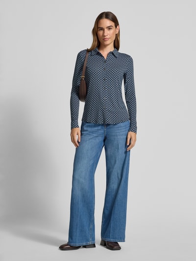 Marc O'Polo Regular fit overhemdblouse van viscosemix Marineblauw - 1