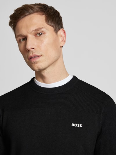 BOSS Green Strickpullover mit Label-Schriftzug Modell 'Momentum' Black 3