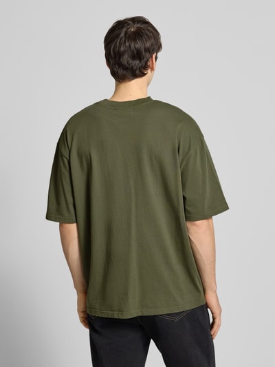 Pegador Oversized T-shirt met labelstitching Olijfgroen - 5