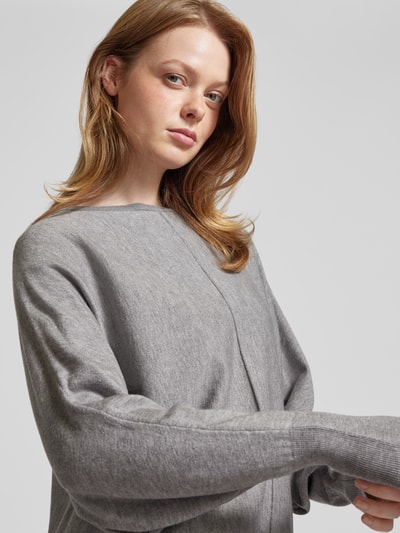 Someday Gebreide pullover met deelnaad, model 'Taliya line' Lichtgrijs gemêleerd - 3