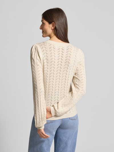 FREE/QUENT Sweter z dzianiny z prążkowanymi wykończeniami Model 'Clarry' Beżowy 5