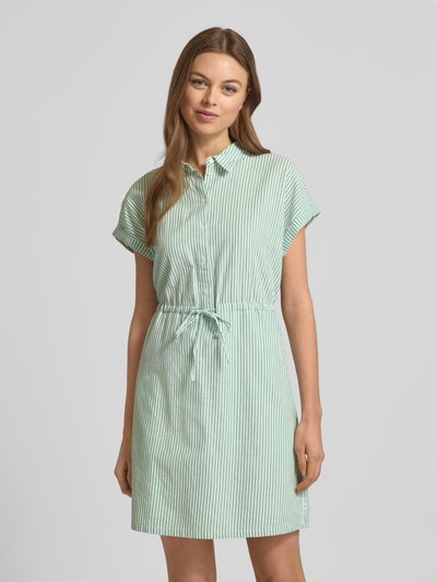 Tom Tailor Denim Tailliertes Mini-Blusenkleid mit Streifenmuster Gruen 4