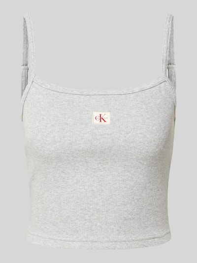 Calvin Klein Jeans Korte top met labeldetail Lichtgrijs gemêleerd - 2