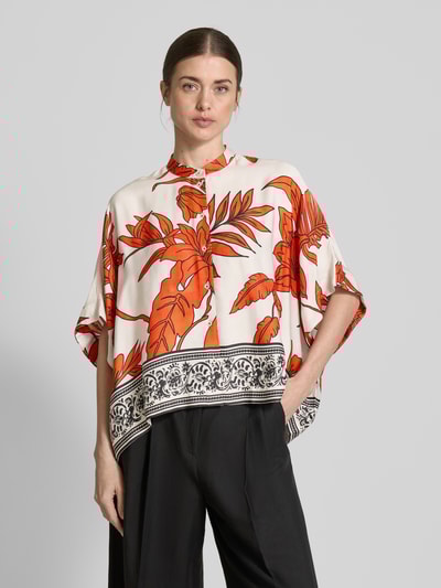 Emily Van den Bergh Relaxed fit blouse van viscose met opstaande kraag Oranje - 4