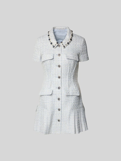 Self-Portrait Knielanges Kleid mit Hemdblusenkragen Hellblau 2