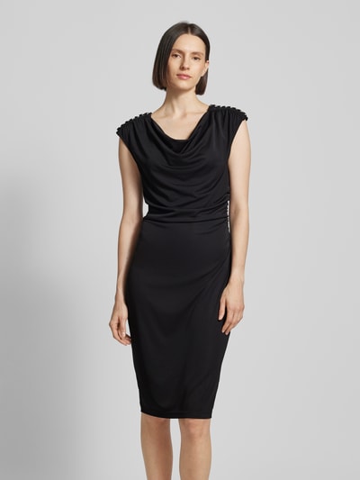 Lauren Ralph Lauren Midikleid mit Wasserfall-Ausschnitt Modell 'RECHLEE' Black 4