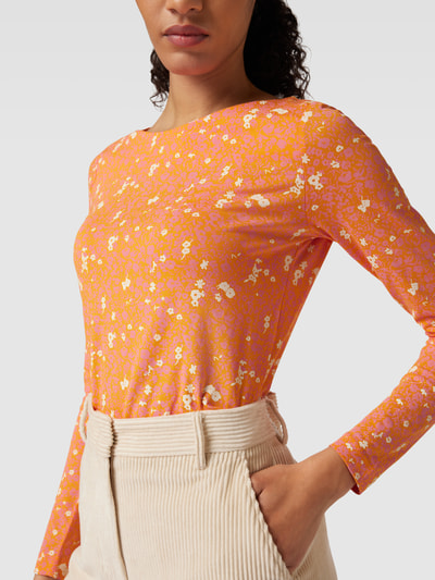 Esprit Shirt met lange mouwen met all-over motief Oranje - 3