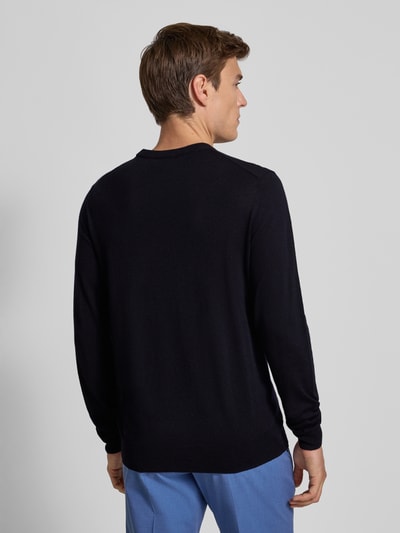 Carl Gross Sweter z dzianiny z wełny merino model ‘Dale’ Granatowy 5