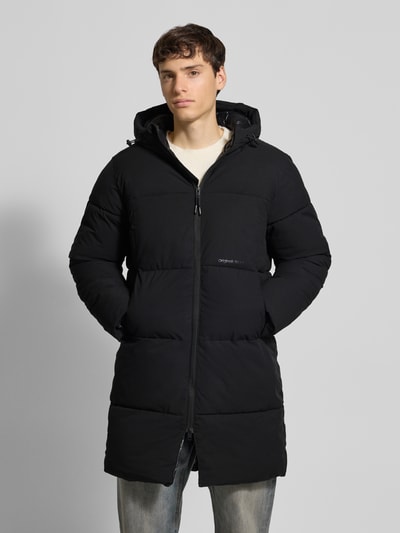 JACK & JONES Regular fit gewatteerde lange jas met capuchon, model 'Jorvester' Zwart - 4