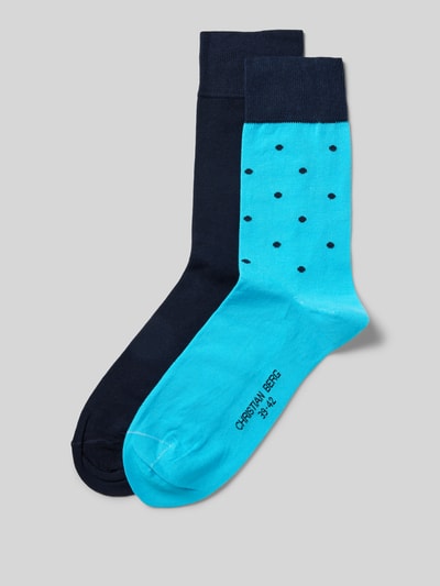 Christian Berg Men Socken mit Label-Detail Aqua 1