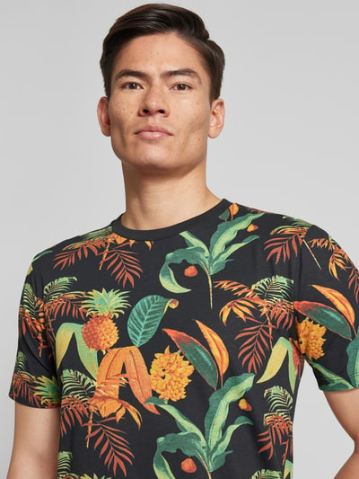 Lindbergh T-shirt met all-over motief, model 'oasis' Marineblauw - 3