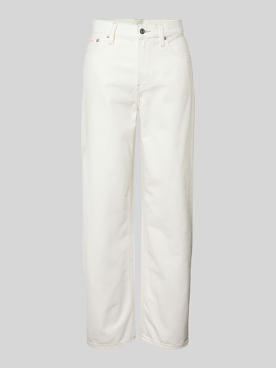 Produktfoto, Barrel Jeans im 5-Pocket-Design mit Label-Detail von Calvin Klein Jeans, weiße Baumwolle, lockerer Schnitt, sichtbare Nähte