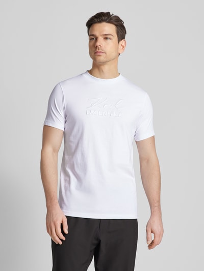 Karl Lagerfeld T-shirt z napisem z logo Biały 4