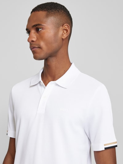 BOSS Poloshirt mit Label-Print Modell 'Parlay' Weiss 3