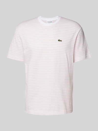 Lacoste T-shirt met labelstitching Lichtroze - 2