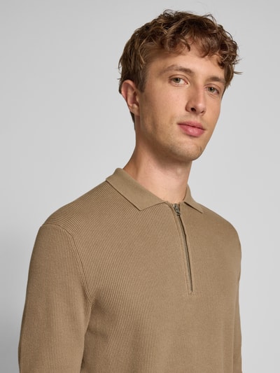 Only & Sons Regular fit gebreide pullover van katoenmix, model 'PHIL' Lichtbruin - 3
