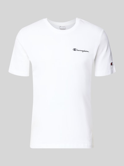 Produktfoto, T-Shirt mit Label-Stitchings und Rundhalsausschnitt von CHAMPION, weiße Reine Baumwolle, Regular-Fit, Rückenlänge 69 cm, Herren T-Shirt
