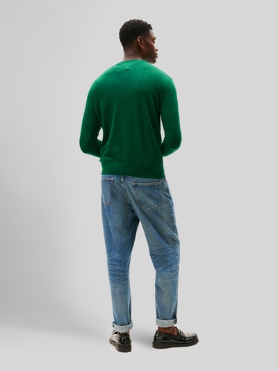 Tommy Hilfiger Sweter o kroju regular fit z mieszanki bawełny i kaszmiru Butelkowy zielony 5