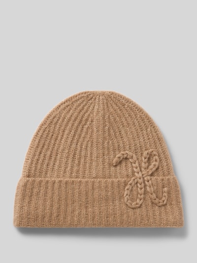 Hemisphere Mütze aus Kaschmir mit Stickdetail Mittelbraun 1
