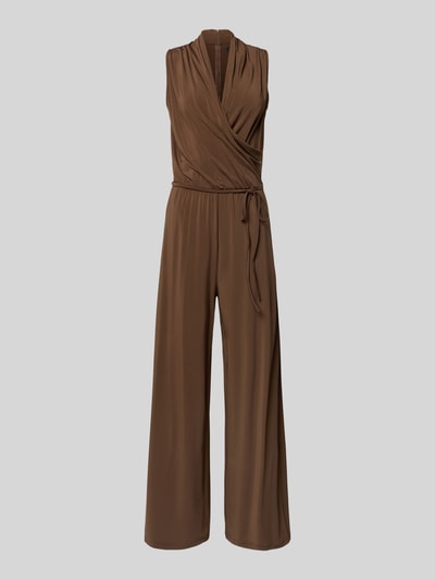 Produktfoto, Jumpsuit aus Viskose-Mix Modell 'TROPICO' von Weekend Max Mara in Braun, Optik: Unifarben, Bindegürtel, Regular-Fit