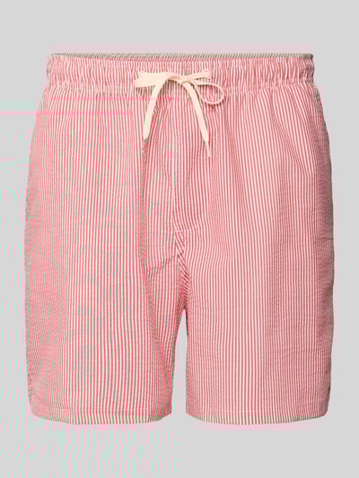 SELECTED HOMME Relaxed Fit Badeshorts mit Strukturmuster Modell 'COOPER' Hellrot 1