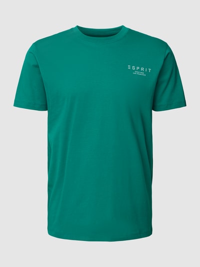 Esprit T-shirt w jednolitym kolorze z nadrukiem z logo Petrol 2