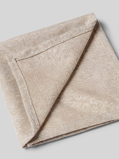 Productfoto, 'Krawatten-Set mit Einstecktuch in Geschenkbox' van Wilvorst, beige katoenmix met florale all-over-stiksel, cadeauverpakking