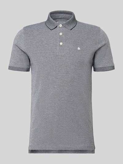 Produktfoto, Slim Fit Poloshirt mit Viskose-Anteil Modell 'Paulos' von JACK & JONES, Baumwoll-Mix, Grau, Polokragen, Kurzärmelig, Logo-Stitching