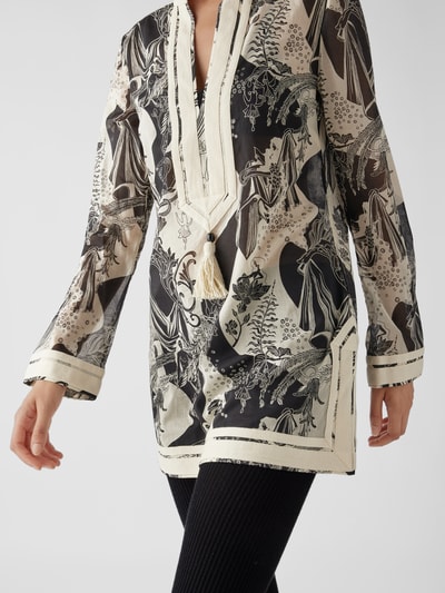 Tory Burch Tunika mit Allover-Muster Schwarz 6