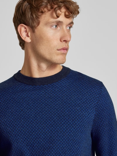 BOSS Gebreide pullover met ribboorden, model 'Eltoro' Marineblauw - 3