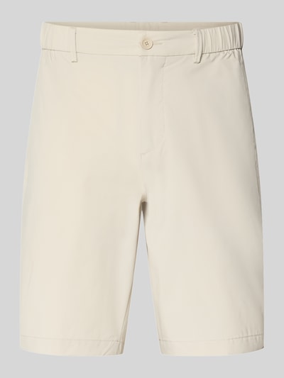 Produktfoto, Regular Fit Shorts mit elastischem Bund Modell 'S_SPEEDFLEX' von BOSS Green in Beige, unifarben, Label Print, seitliche Eingrifftaschen, glatte Textur.