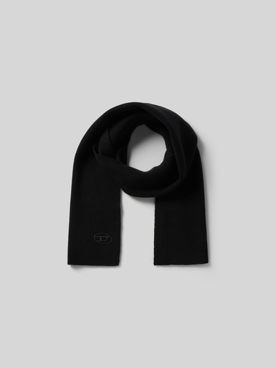 Diesel Schal aus Woll-Mix mit Logo-Stitching Black 2