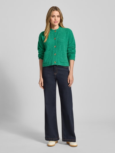 Jake*s Studio Woman Gebreid jack met opgestikte steekzakken Groen - 1