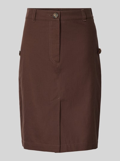 Weekend Max Mara Knielange rok met ceintuurlussen, model 'JOAN' Donkerbruin - 2