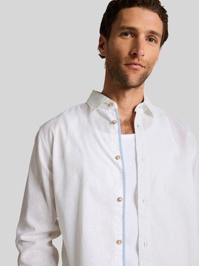 Tom Tailor Regular Fit Freizeithemd aus Leinen-Baumwolle-Mix Weiss 3