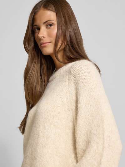 FREE/QUENT Gebreide pullover met ribboorden Offwhite gemêleerd - 3