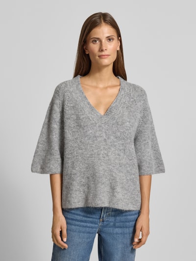 MOS MOSH Sweter z dzianiny z szerokimi rękawami model ‘TACI’ Średnioszary melanż 4